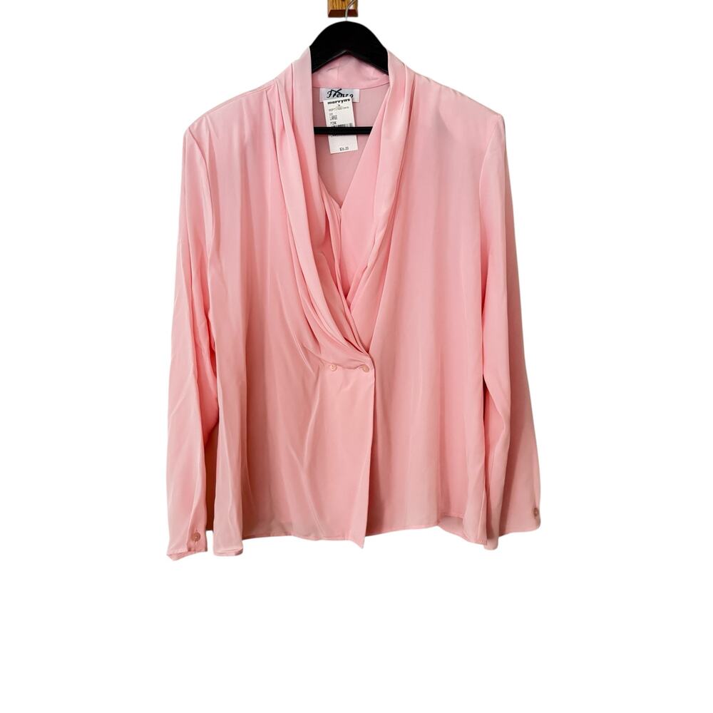 Vintage Frenzo Mervyns PInk woman's Blouse Made In The USA  Size Large